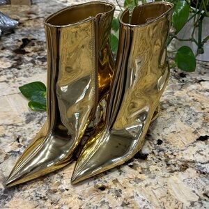 Gold Metallic Ankle Boots
